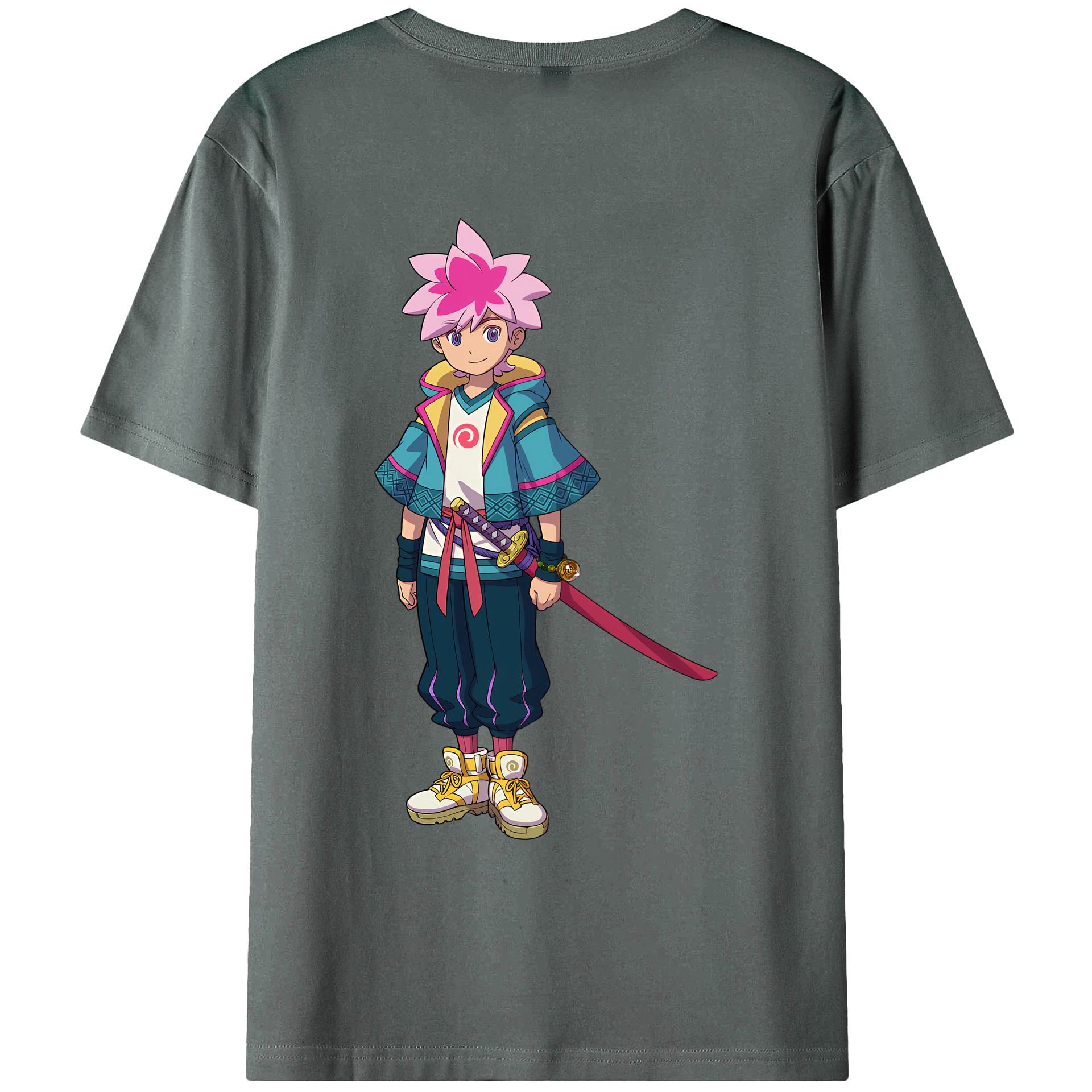 （画像用） 妖怪ウォッチ Yo-kai Watch 綿100％ メンズ半袖Tシャツ（バックプリント） 通気性